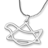 14K Gold Star of David and Dove of Peace Pendant Necklace (Choice of Colors)