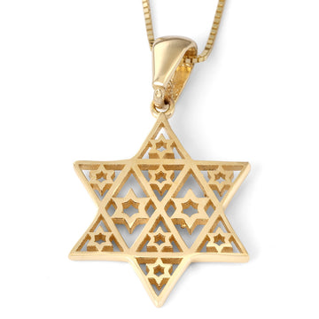 14K Yellow Gold Composite Star of David Pendant Necklace