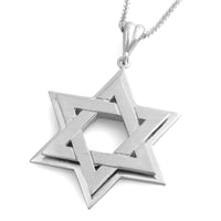 14K Gold Double Interlocking Star of David Pendant Necklace (Choice of Colors)