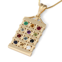 14K Yellow Gold and Gemstones Hoshen Pendant Necklace