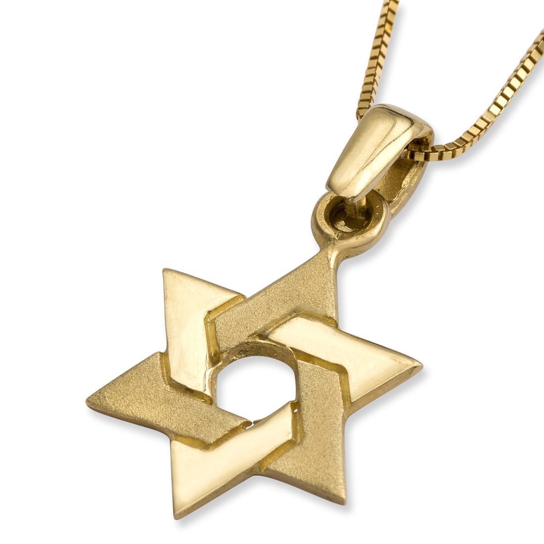 14K Yellow Gold Interlocking Star of David Pendant Necklace