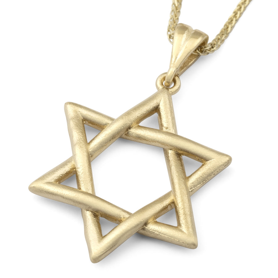 14K Gold Interlocking Star of David Pendant Necklace
