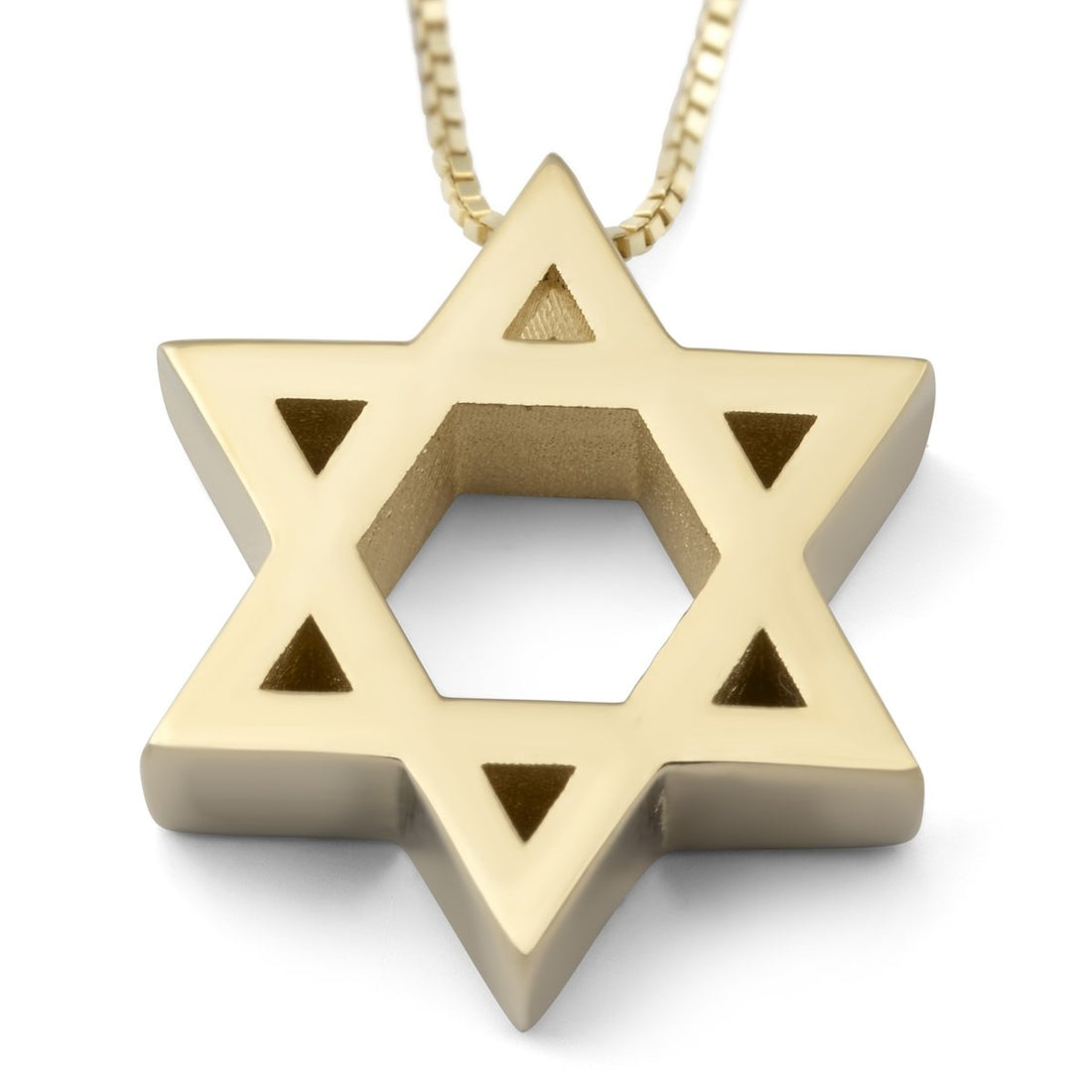 Deluxe 14K Gold Star of David Pendant Necklace (Choice of Color)