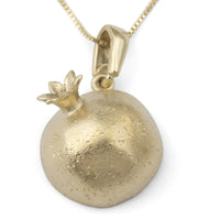 14K Gold Three-Dimensional Pomegranate Pendant Necklace