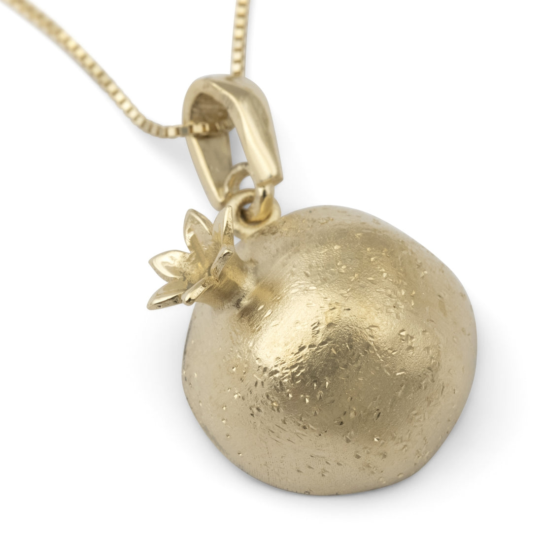 14K Gold Three-Dimensional Pomegranate Pendant Necklace