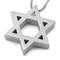 Deluxe 14K Gold Star of David Pendant Necklace (Choice of Color)