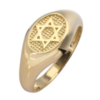 Star of David 14K Yellow Gold Ring With Beaded Design