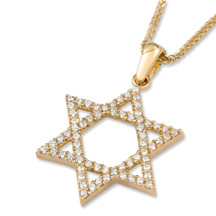 14K Gold and Cubic Zirconia Star of David (Choice of Color)