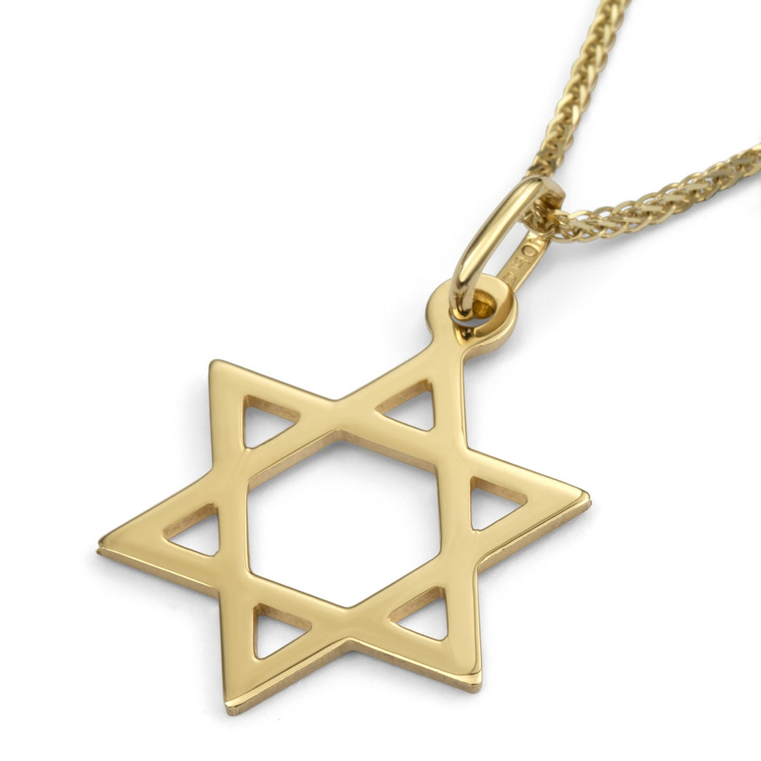 Large 14K Yellow Gold Star of David Pendant Necklace